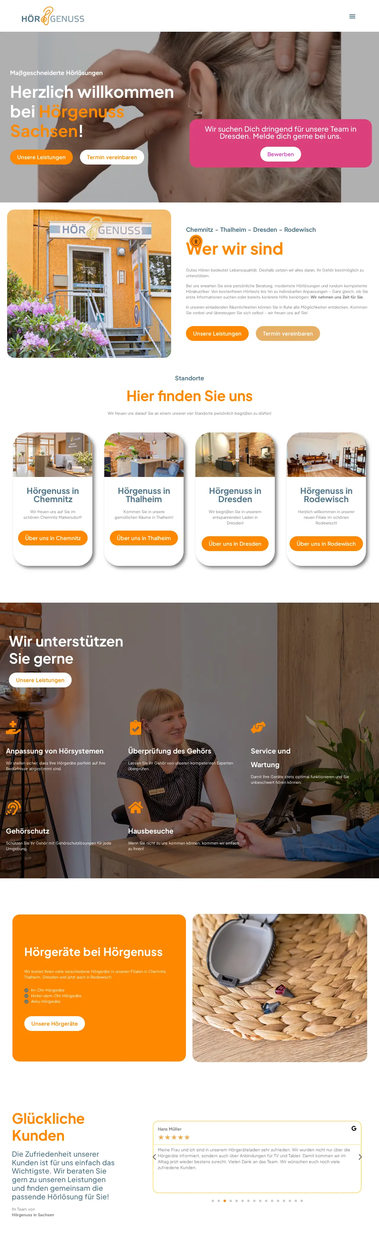 Startseite von Hörgenuss (Hörakustik), ganze Seite